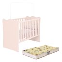 Ver imagem 2 de Quarto de Bebê Doce Sonho com Roupeiro 825 e Berço Simples 1 Qmovi Rosa Acetinado + Colchão Gazin