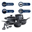 Ver imagem 6 de Jogo 8 Panelas Caçarola Panelas Completo e Utensilios - Preto