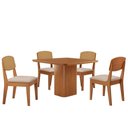 Ver imagem 2 de Mesa de Jantar Eloise 90cm Tampo Mdf 4 Cadeiras Moderna Veludo Creme/naturale