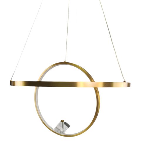 Lustre Luminaria Pendente 2 Aneis Led Arco Diamante Planeta Decoraçao Infinito Sala Casa Restaurante