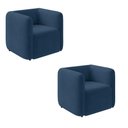 Ver imagem 5 de Poltrona Sala de Estar Decorativa Kit 2 Laguna Veludo K01 - D'Rossi Cor Azul Marinho