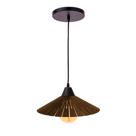 Pendente China, Luminária de Teto Cozinha e Sala, Lustre Gota Rústico em Madeira MDF (30x13cm) Vária
