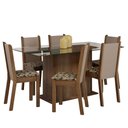 Ver imagem 2 de Conjunto Sala de Jantar Mesa Tampo de Vidro 6 Cadeiras Rustic/crema/bege Marrom Yolanda Madesa