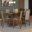 Ver imagem 1 de Conjunto Sala de Jantar Mesa Tampo de Vidro 6 Cadeiras Rustic/crema/bege Marrom Yolanda Madesa