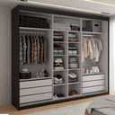 Ver imagem 3 de Guarda-roupa Casal Cardial 3 Portas 6 Gavetas com Espelho Preto - Panorama Móveis