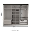 Ver imagem 5 de Guarda-roupa Casal Cardial 3 Portas 6 Gavetas com Espelho Preto - Panorama Móveis