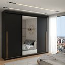 Ver imagem 1 de Guarda-roupa Casal Cardial 3 Portas 6 Gavetas com Espelho Preto - Panorama Móveis