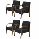 Ver imagem 1 de Kit 4 Poltronas 1 Lugar Jade Pé Madeira Suede Preto