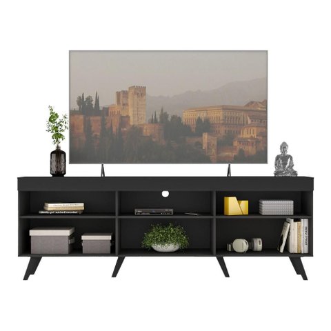 Rack Tv até 65 Polegadas com Pés Retrô Multimóveis Mp1091 Preto