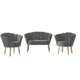 Kit 2 Poltronas + Namoradeira Lash Design Decorativa Flor Cor:cinza - 1