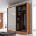 Ver imagem 4 de Guarda Roupa Casal Toledo 2 Portas 1 com Vidro Reflecta 3 Gavetas Cinamomo Fendi - Novo Horizonte