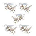 Ver imagem 1 de Kit 5 Conjuntos de Mesa Dobravel com 2 Cadeiras de Madeira 70x70 para Restaurante e Bar - sem Pintur