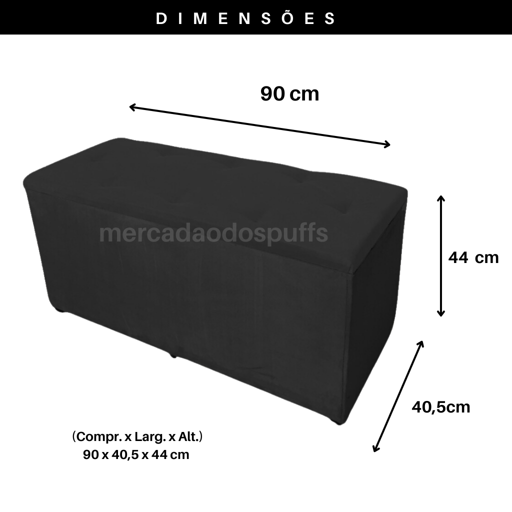 Bau Solteiro Suede Pé de Cama Solteiro Quarto Decoração - Preto - 2