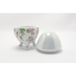 Ovo de Porcelana Pequeno - Flores Rosa Cerâmica Maria Sofia - 3