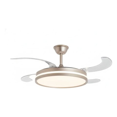 Ventilador de Teto Retrátil T&a-14 Dourado com Led e Controle Remoto