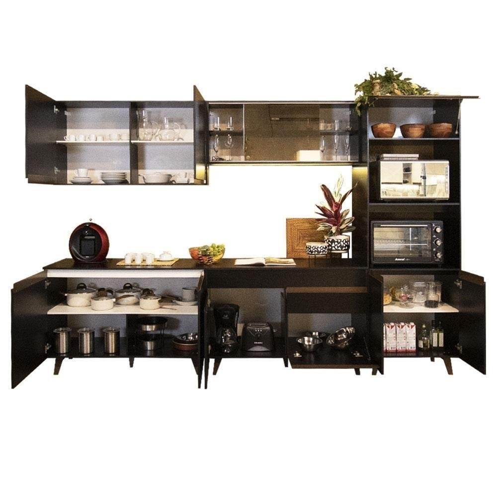 Armário de Cozinha Completa 310cm Preto Reims Madesa XC01 - 9