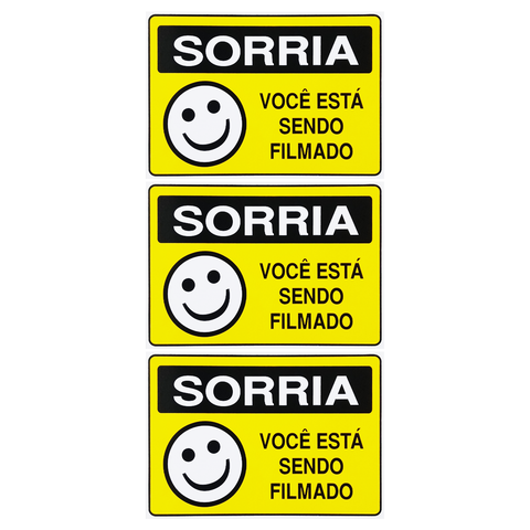 Combo 6 Placas De Sinalização Sorria Você Está Sendo Filmado 25x15 Acesso - P-24/1 F9e
