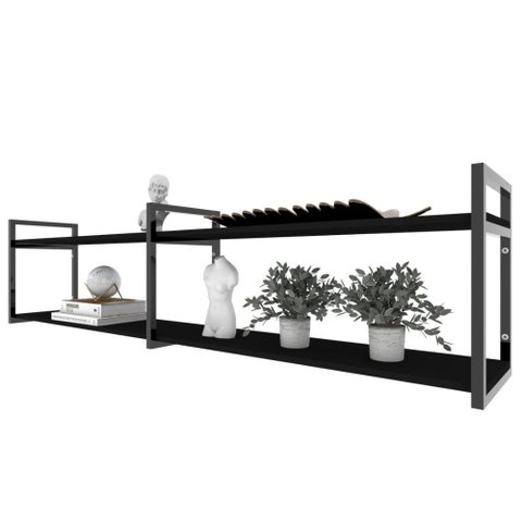 Rack Prateleira Industrial Home Parede Hack Bancada Rack Rak Preto