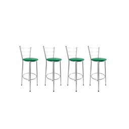 Kit 4 Banquetas Alta Prata Cozinha Gourmet Americana Balcão:verde - 1