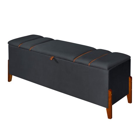 Recamier Baú Roma 1,50m Premium Sofá para Cama Casal Estilo Estofado Decorativo Cor Cinza