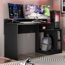 Ver imagem 1 de Escrivaninha Gamer Play Mdp de 1.36m X 0.86m X 0.56m Preto Fosco - Albatroz Game Play