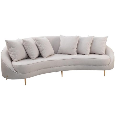 Sofá 3 Lugares para Sala de Estar Living Orgânico 250cm Moah T03 Linho Bege - Lyam Decor