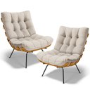 Ver imagem 1 de Kit 2 Poltronas Decorativas Sala de Estar Costela L02 Linho Cru - Lyam Decor