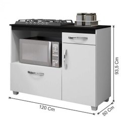 Balcão de Cozinha para Cooktop 5 Bocas 2 Portas 1 Gaveta Cronos  - 4