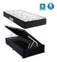 Ver imagem 1 de Cama Box Baú Solteiro Conforto Sintético Preto + Colchão Solteiro Conforto Espuma D33 Com EPS 26x88x