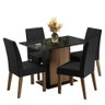 Conjunto Sala de Jantar Mesa Tampo de Vidro 4 Cadeiras Madesa - 2