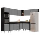 Ver imagem 1 de Armário de Cozinha Modulada de Canto 8 Peças CP02 Balcão com Tampo Preto/Cinza - Lumil Lumil Móveis