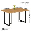 Ver imagem 3 de Mesa para Sala de Jantar Retangular 120x90cm MDF Lunna Marrom Preto Fosco/Proa