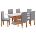 Ver imagem 2 de Mesa de Jantar 6 Lugares Andreia Mel/blonde/veludo Cinza - Pnr Móveis