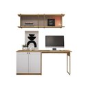 Ver imagem 2 de Escrivaninha com Cômoda 2 Portas e Nicho Suspenso 100% Mdf Cor:savana com Branco