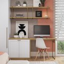 Ver imagem 1 de Escrivaninha com Cômoda 2 Portas e Nicho Suspenso 100% Mdf Cor:savana com Branco