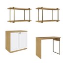 Ver imagem 4 de Escrivaninha com Cômoda 2 Portas e Nicho Suspenso 100% Mdf Cor:savana com Branco