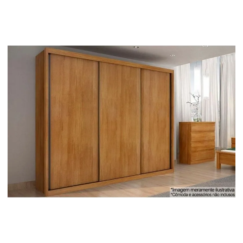 Guarda Roupa Sollo 3 Portas 100%MDF Cumaru - Novo Horizonte