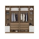 Ver imagem 3 de Guarda Roupa 6 Portas Modulado Casal/Juvenil com Mesa de Cabeceira Amêndola/Branco para Quarto