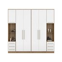 Ver imagem 1 de Guarda Roupa 6 Portas Modulado Casal/Juvenil com Mesa de Cabeceira Amêndola/Branco para Quarto