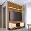 Ver imagem 3 de Estante Home Theater com Bancada Suspensa Milo Cinamomo/Off White - Madetec