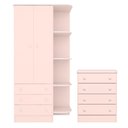 Ver imagem 3 de Conjunto Infantil Aurora Rosa Acetinado: Cômoda 4 Gavetas Aurora + Guarda-roupa Aurora 2 Portas