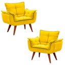 Ver imagem 1 de Kit 2 Poltronas Decorativa Opala Pés Palito Suede Amarelo