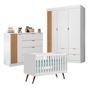 Ver imagem 1 de Kit Quarto Infantil Bebê Ayla Cômoda Guarda Roupa Berço Mini Cama Branco -phoenix Baby