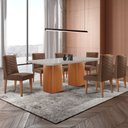 Ver imagem 1 de Mesa de Jantar Eloise 180cm Tampo Mdf Vidro com 6 Cadeiras Safira