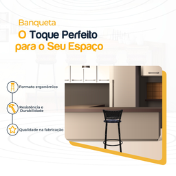 Banqueta para Bancada Banco Alto Junco Preto Balcão Cozinha Gourmet Bar Área de Lazer Piscina - 3