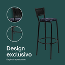 Ver imagem 4 de Banqueta para Bancada Banco Alto Junco Preto Balcão Cozinha Gourmet Bar Área de Lazer Piscina