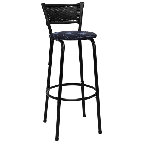 Banqueta para Bancada Banco Alto Junco Preto Balcão Cozinha Gourmet Bar Área de Lazer Piscina