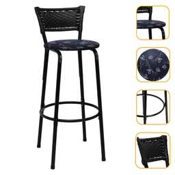 Banqueta para Bancada Banco Alto Junco Preto Balcão Cozinha Gourmet Bar Área de Lazer Piscina - 1
