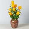Arranjo Artificial De Tulipas Amarelas No Vaso De Vidro M Beng Flores - 1