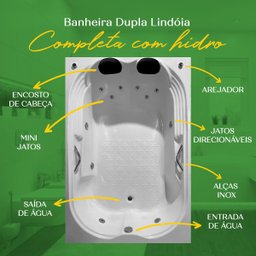 Banheira Dupla Lindóia Completa com Hidro em Acrílico - 4